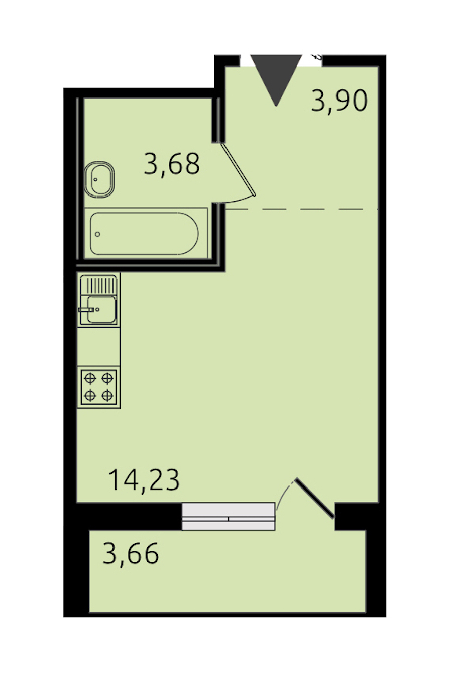 Квартира студия 21.81 м², 16/19 эт., ЖК «Новые горизонты 2»